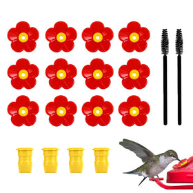 Amzlysdok hummingbird feeder flowers with red petals and yellow center attract more hummingbirds.