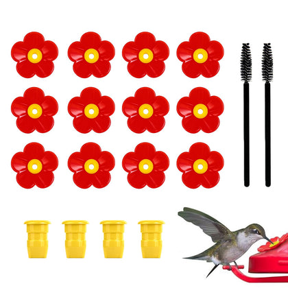 Amzlysdok hummingbird feeder flowers with red petals and yellow center attract more hummingbirds.