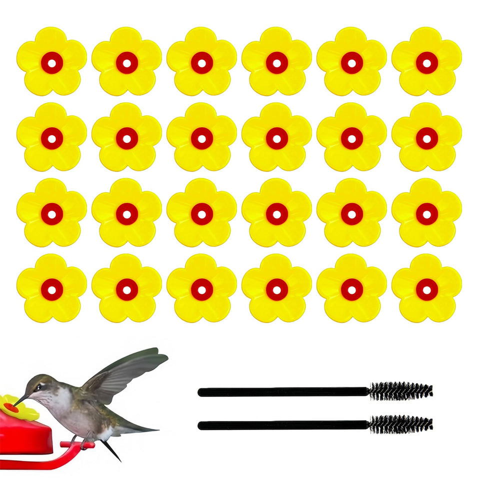 Amzlysdok hummingbird feeder flowers with yellow petals and red center attract hummingbirds to your garden.