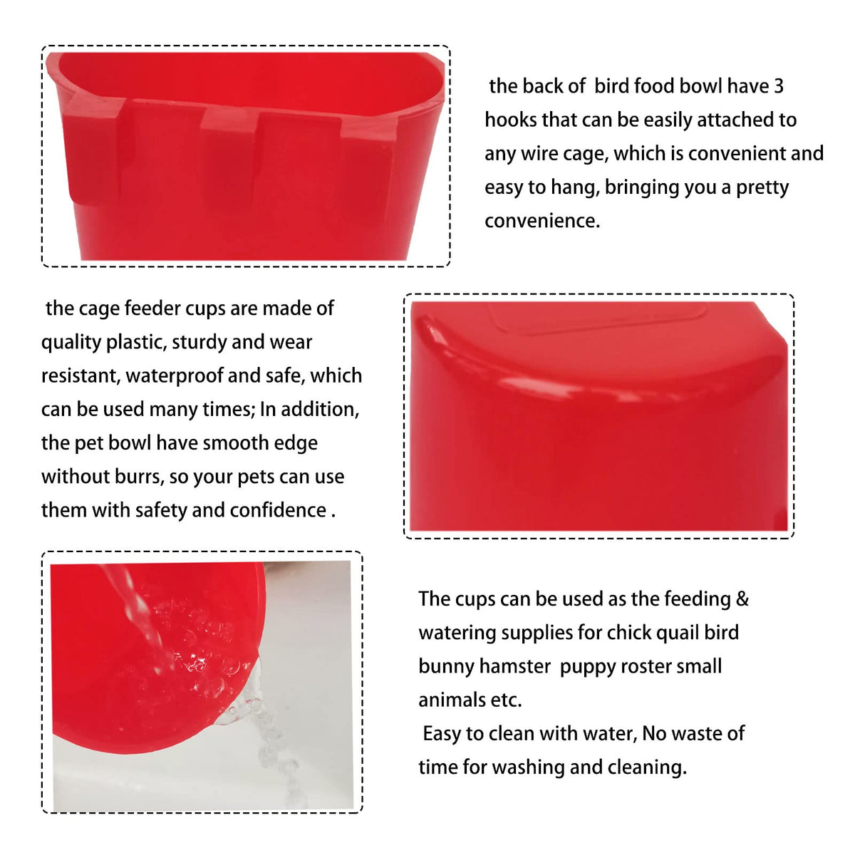 AMZSYLV durable plastic feeding waterer for birds and small pets.
