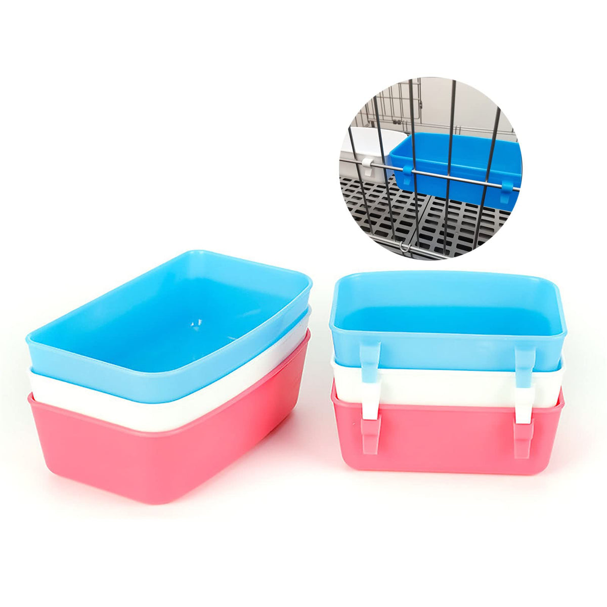 AMZSYLV rabbit feeder waterer pack3 setup on cage for easy feeding