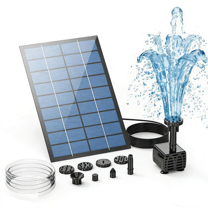 AMZtime solar fountain pump kit in outdoor setup for easy water features