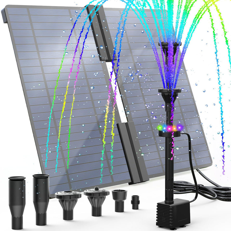 AMZtime solar panel 20W captures sunlight for steady fountain flow