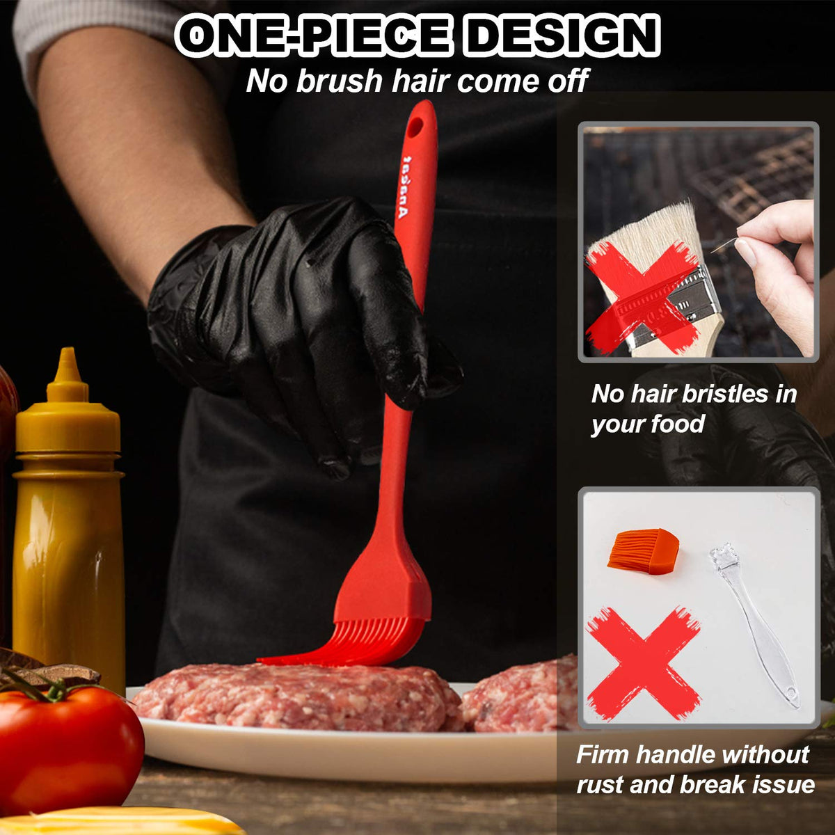 Anaeat dishwasher-safe basting brush ready for quick cleanup after cooking.