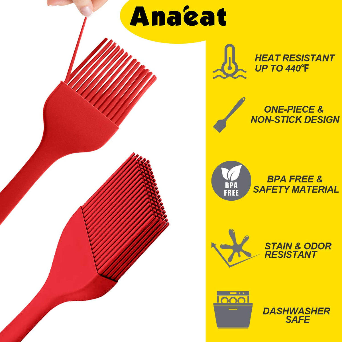 Anaeat thick bristles hold sauces efficiently for flavorful basting.