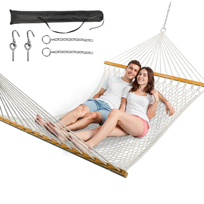 ANAGOO double hammock white bed, ideal for two-person backyard lounging.