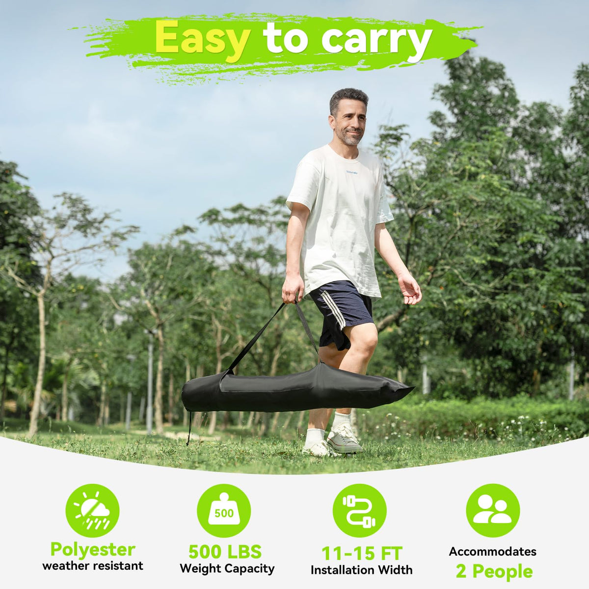 ANAGOO breathable polyester fabric hammock, quick-drying and low-maintenance.