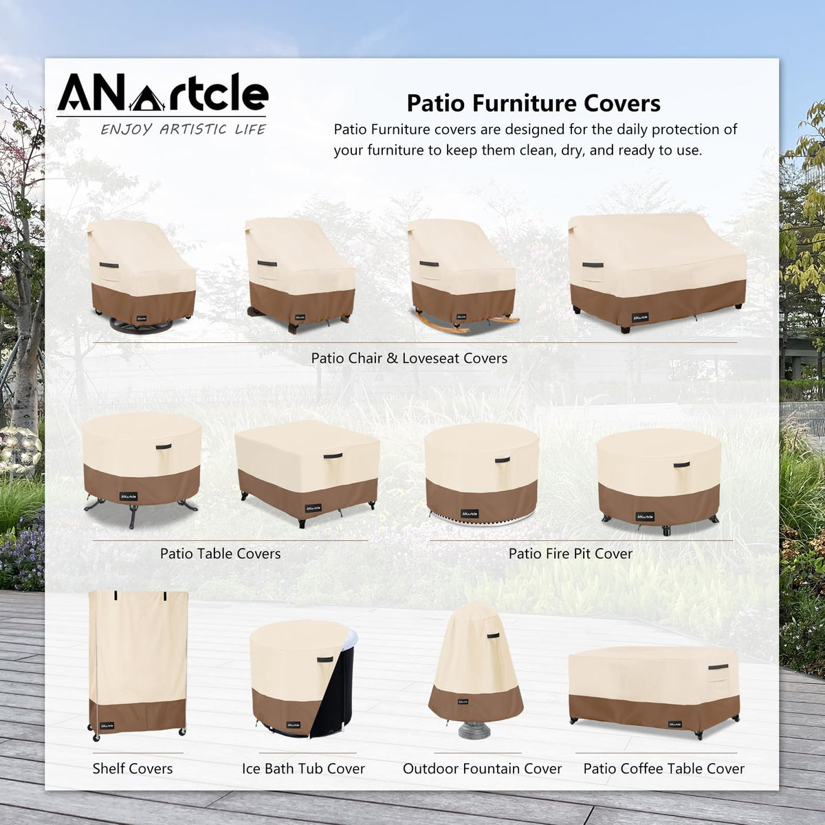 ANartcle 600D waterproof outdoor chair cover shields furniture from rain and UV