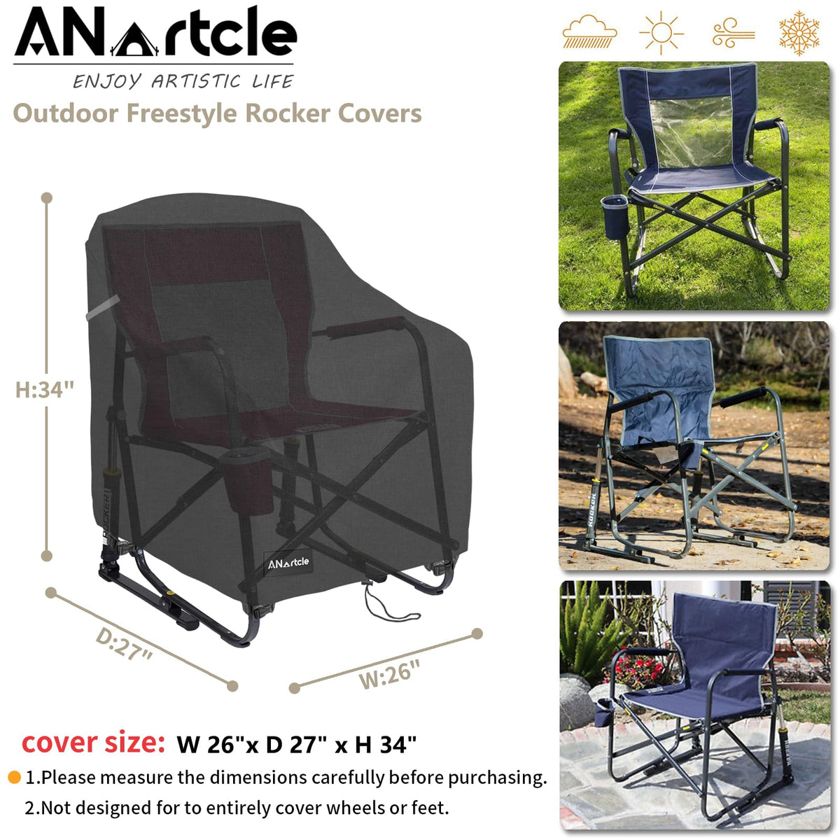 ANartcle heavy-duty outdoor rocker chair cover shields fabric from wear