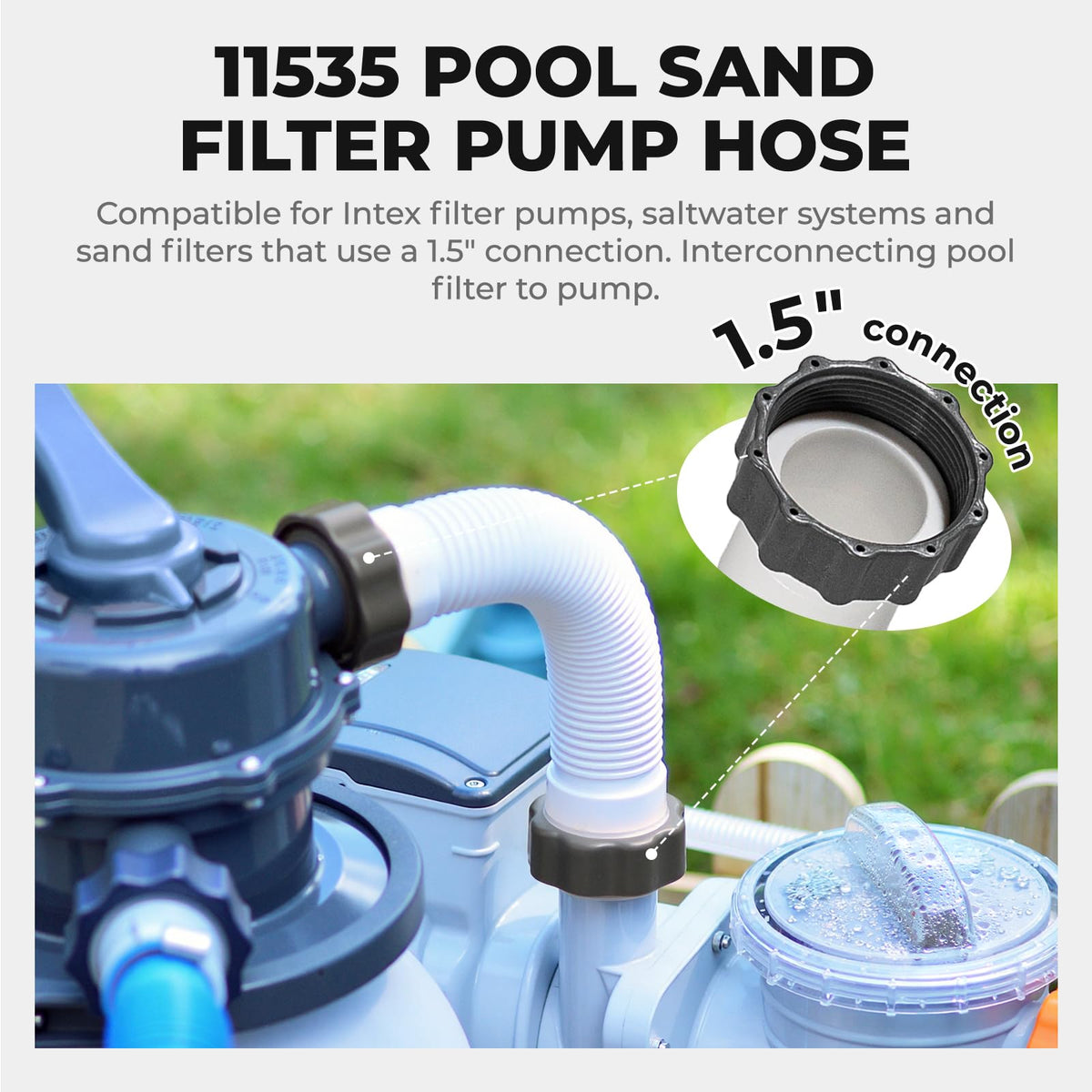 Close view of the hose end nuts for secure, tool free installation