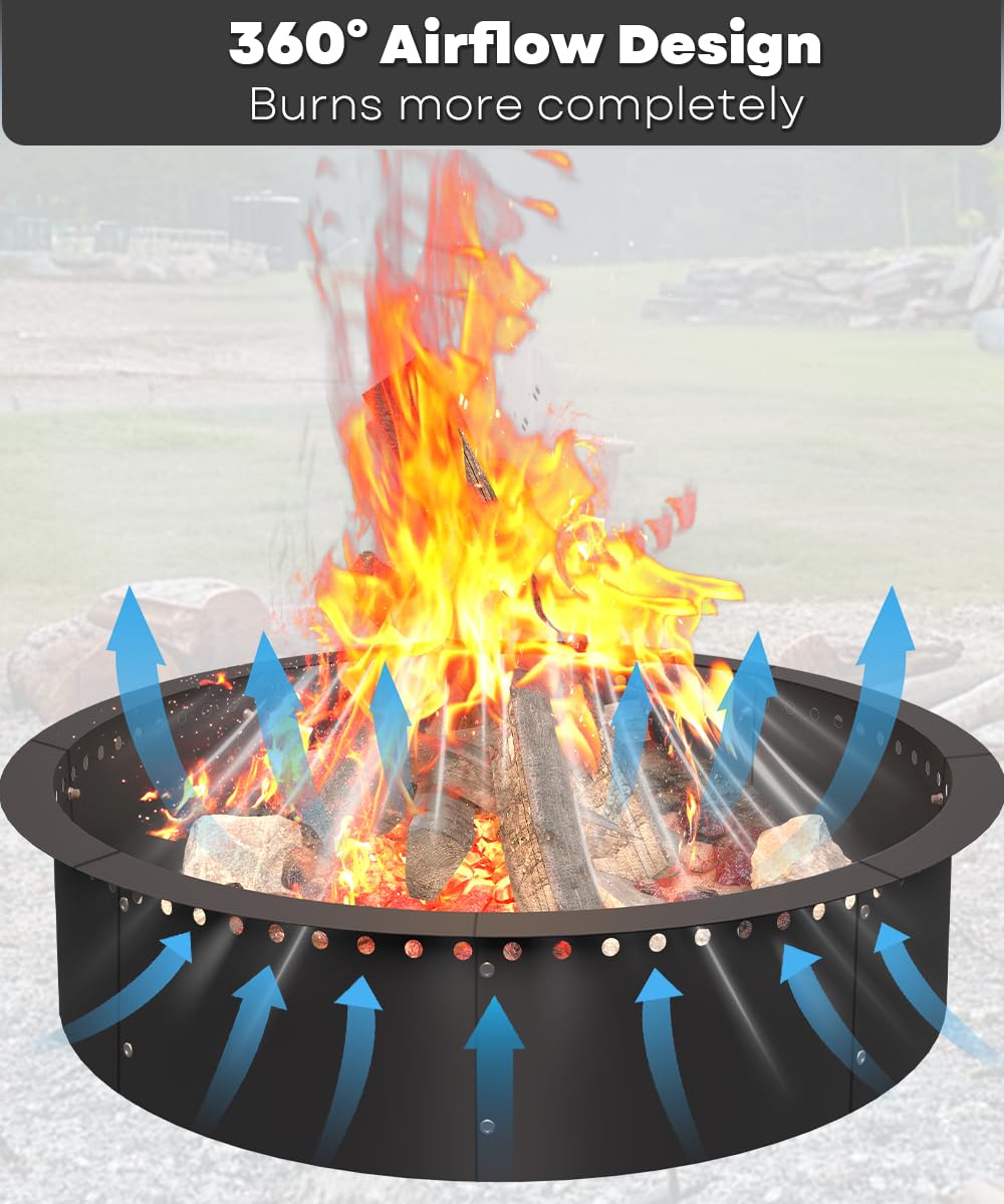 AnBaiMei fire pit assembly panel view highlights easy DIY installation.