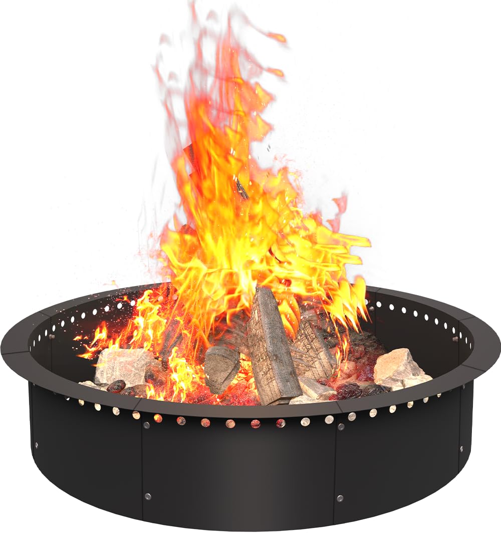AnBaiMei smokeless fire pit ring 39-inch dimensions for roomy outdoor fires.