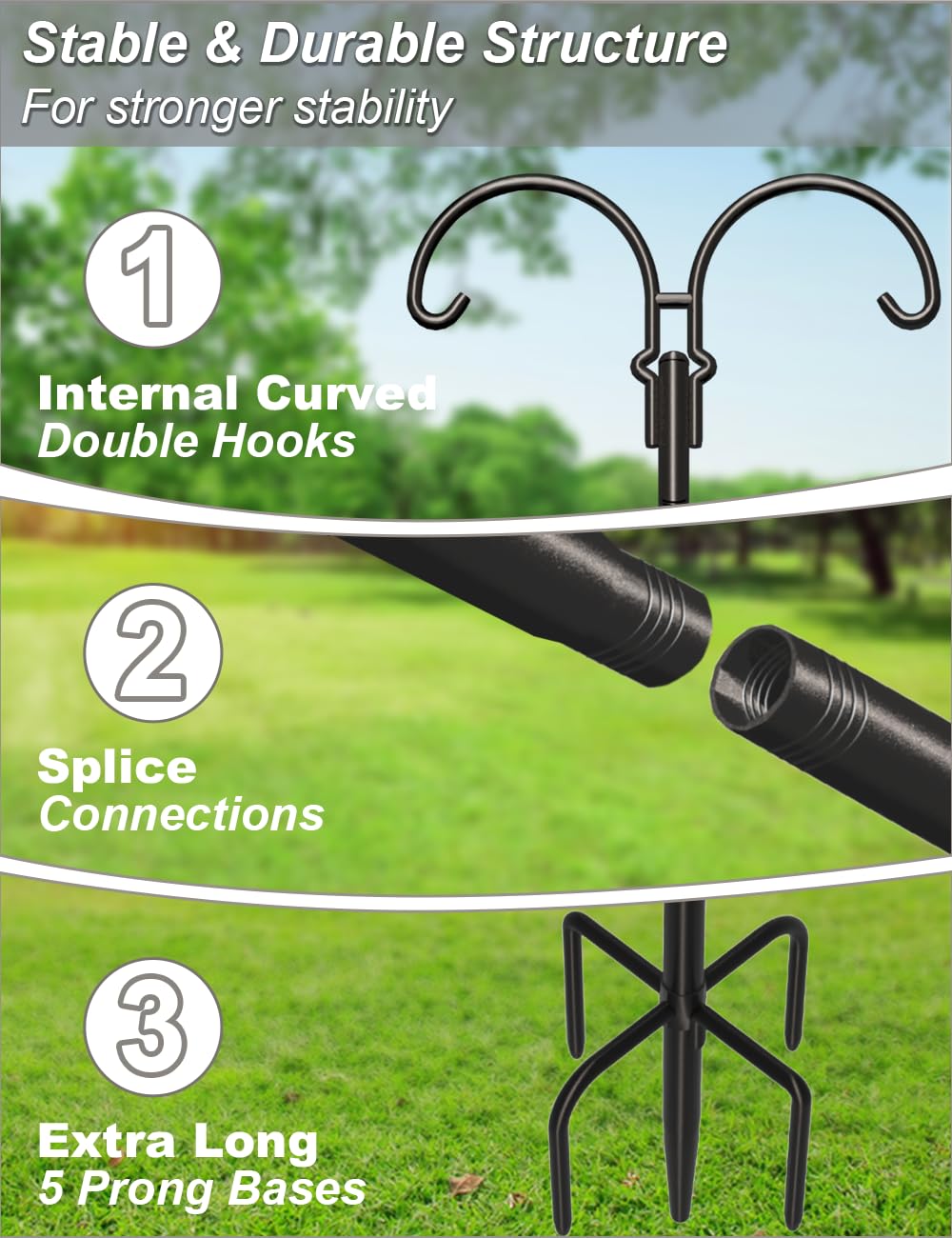 AnBaiMei 76-inch adjustable pole extensions enable flexible height