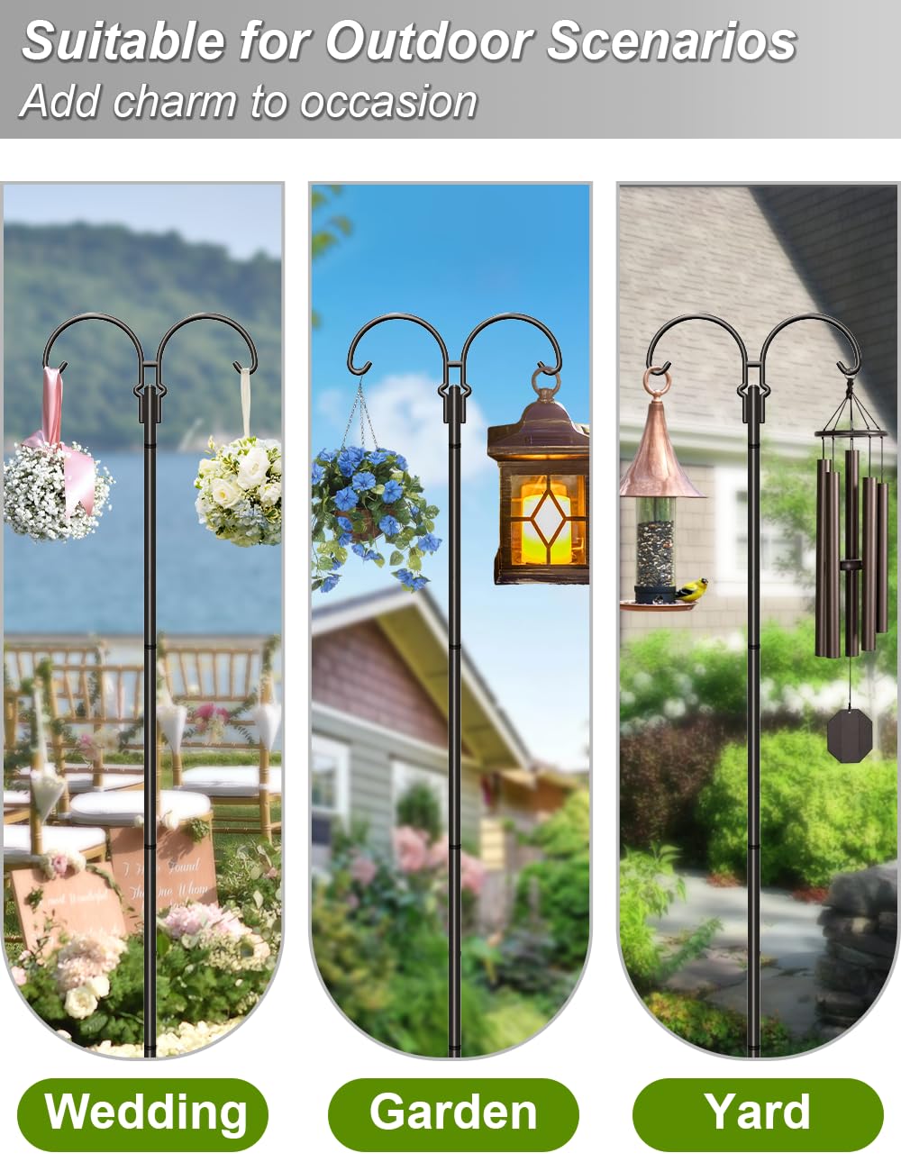 AnBaiMei wedding decor on outdoor shepherds hook