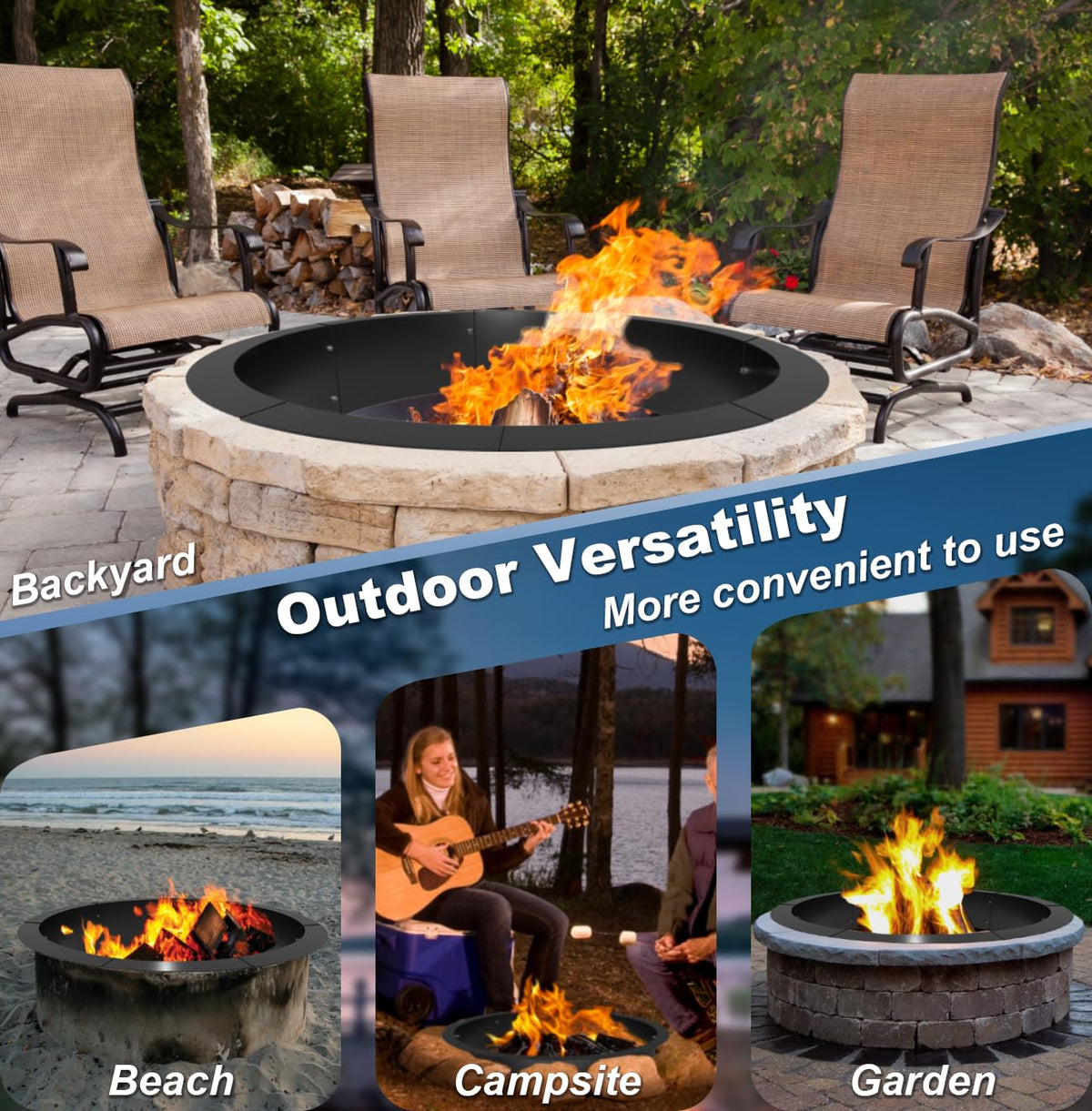 AnBaiMei portable outdoor fire pit ring for patios and camping