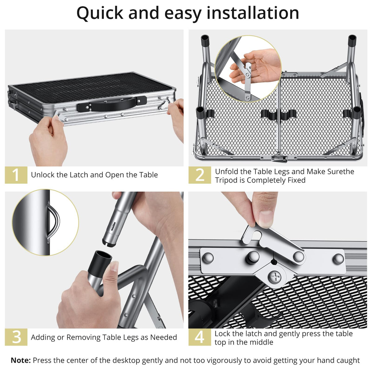 Anbte 22-8-by-16-inch silver table fits in cars and backpacks