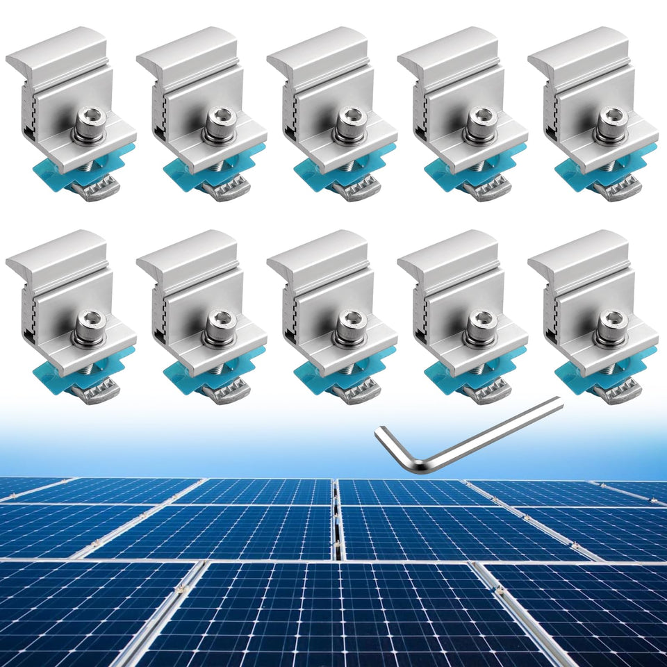 Anbte adjustable end clamp for Unistrut fits 30-50 mm panels, enabling flexible mounting.