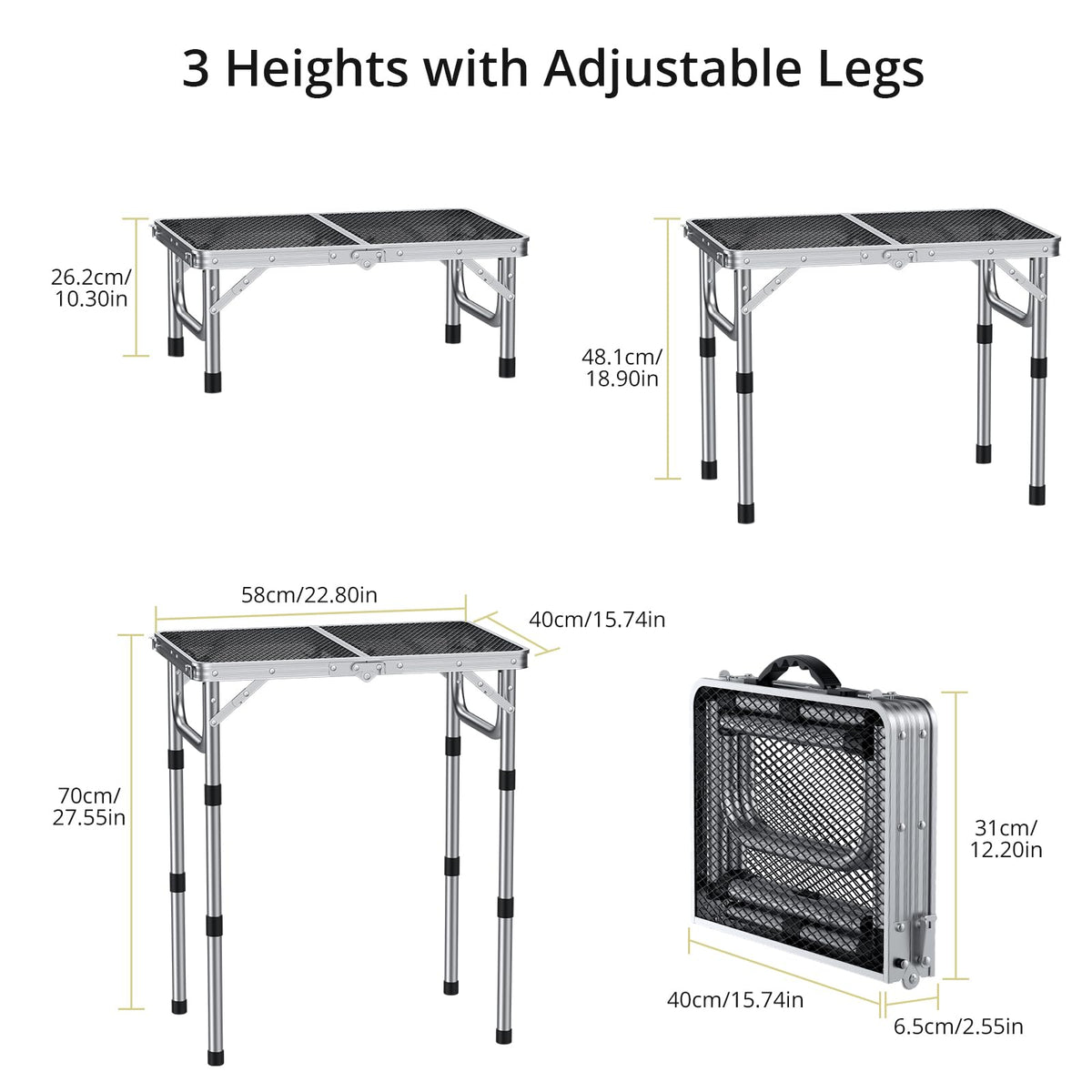 Anbte adjustable-height folding table set to 27.5 inches for versatile cooking