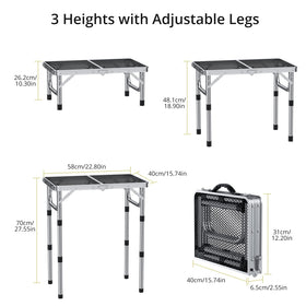 Anbte adjustable-height folding table set to 27.5 inches for versatile cooking