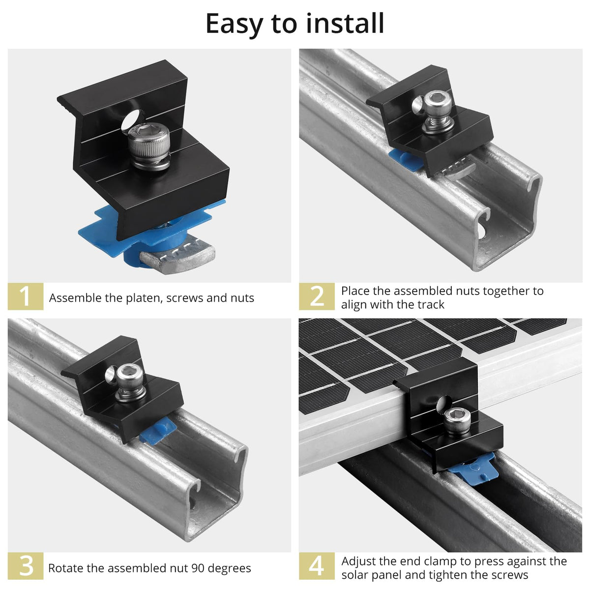 Anbte aluminum mounting brackets offer light weight and strength.