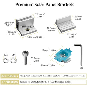 Anbte aluminum mounting brackets provide lightweight, durable sun installation support.