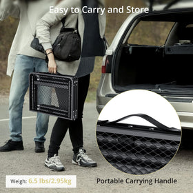 Anbte folding table with carrying handles for easy transport.
