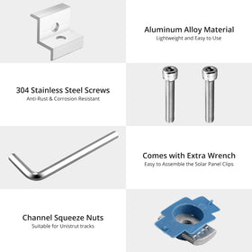 Anbte end clamp 35mm for standard unistrut; firm support for thicker panels.
