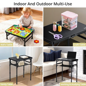 Anbte lightweight table with carry handle travels smoothly in trunks.