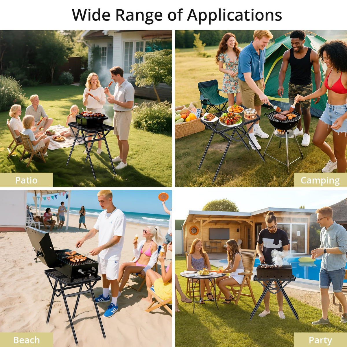 Anbte multifunction outdoor table suitable for camping, BBQ, picnics and patios.