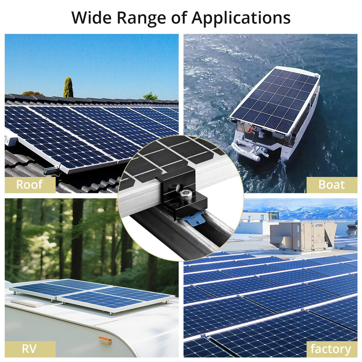Anbte RV and marine solar mounting kit for flexible use.