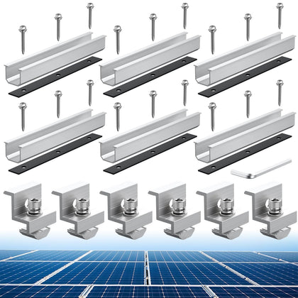 Anbte solar panel bracket kit rail secures panels on diverse roofs.