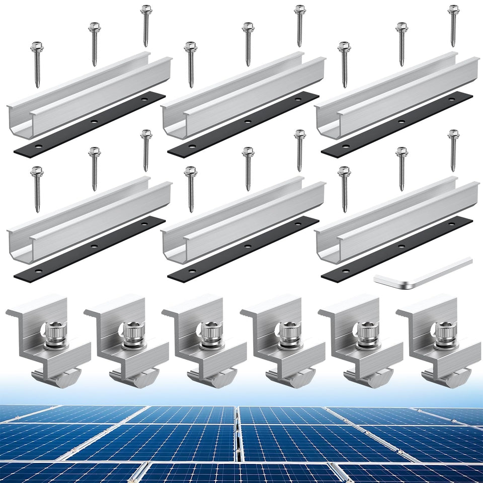Anbte solar panel bracket kit rail secures panels on diverse roofs.