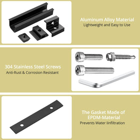 Anbte end clamps secure panel edges for stable mounting on various roofs.
