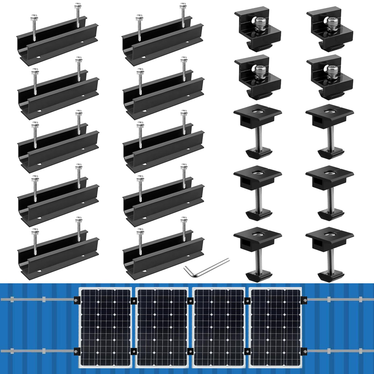 Anbte solar panel mounting brackets rails secure rooftop installation with durable aluminum design.