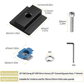 Anbte solar mounting kit includes screws and nuts for quick assembly