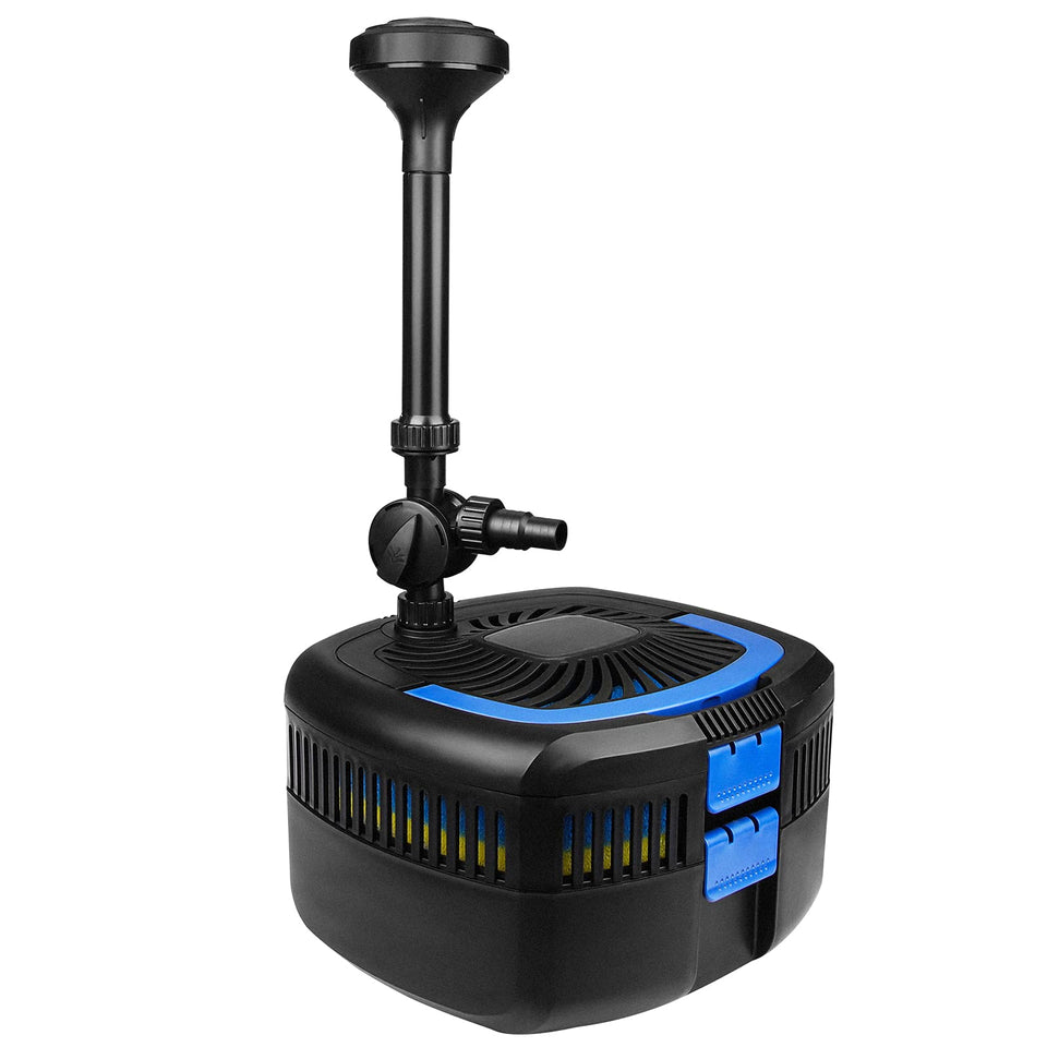 ANBULL 950GPH pond filter pump front view shows compact filtration system