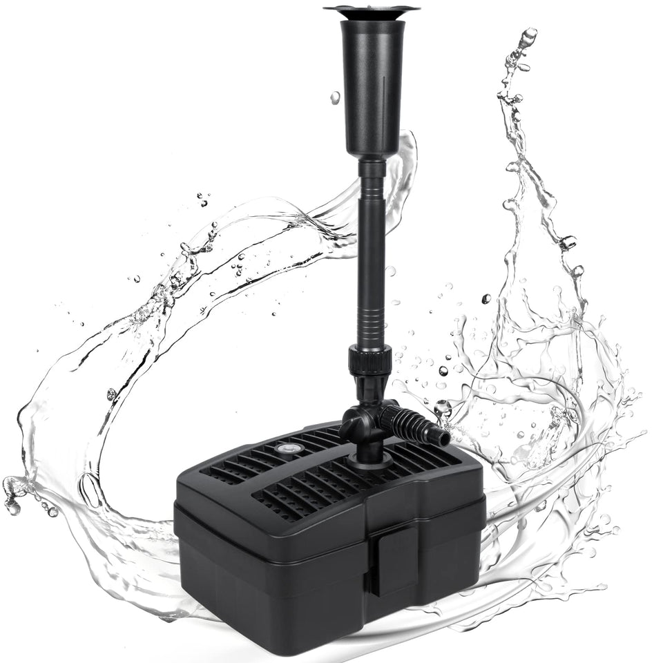 Anbull pond filter pump front view highlighting compact design for versatile pond setup.