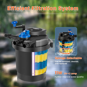Anbull pond filter with 9W UV-C lamp for water clarity