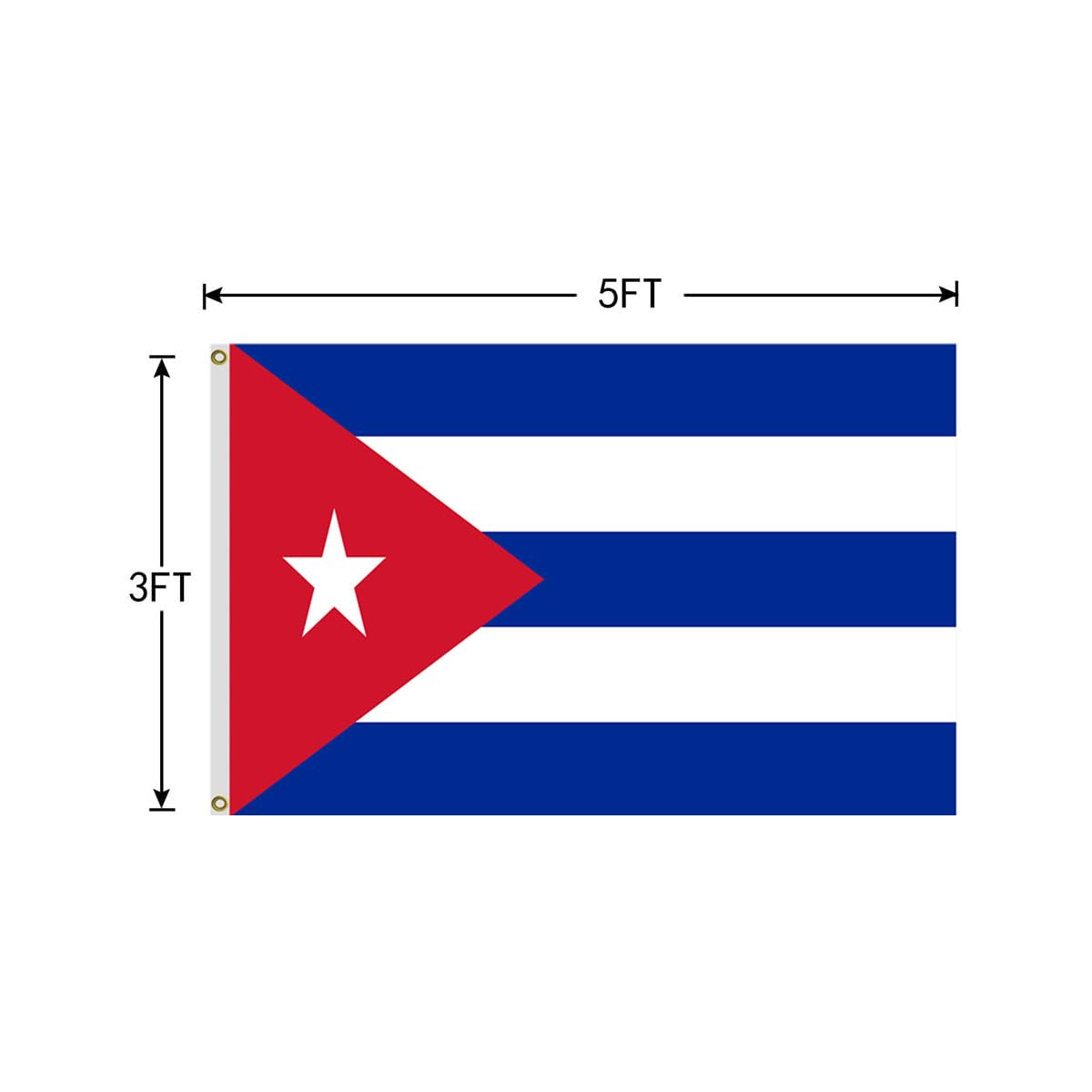 ANCONINE Cuba flag with brass grommets for durable mounting