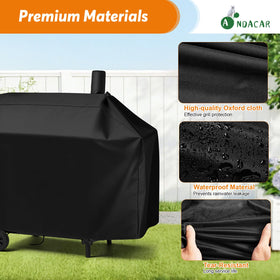 Andacar all weather protection shielding grill from snow, rain, and wind in yard.