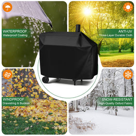 Andacar black outdoor grill cover blending with patio decor.