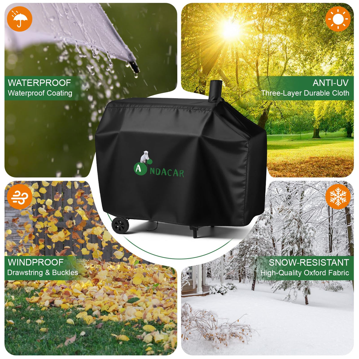 Andacar cover fits 54x29x45 inches on a grill