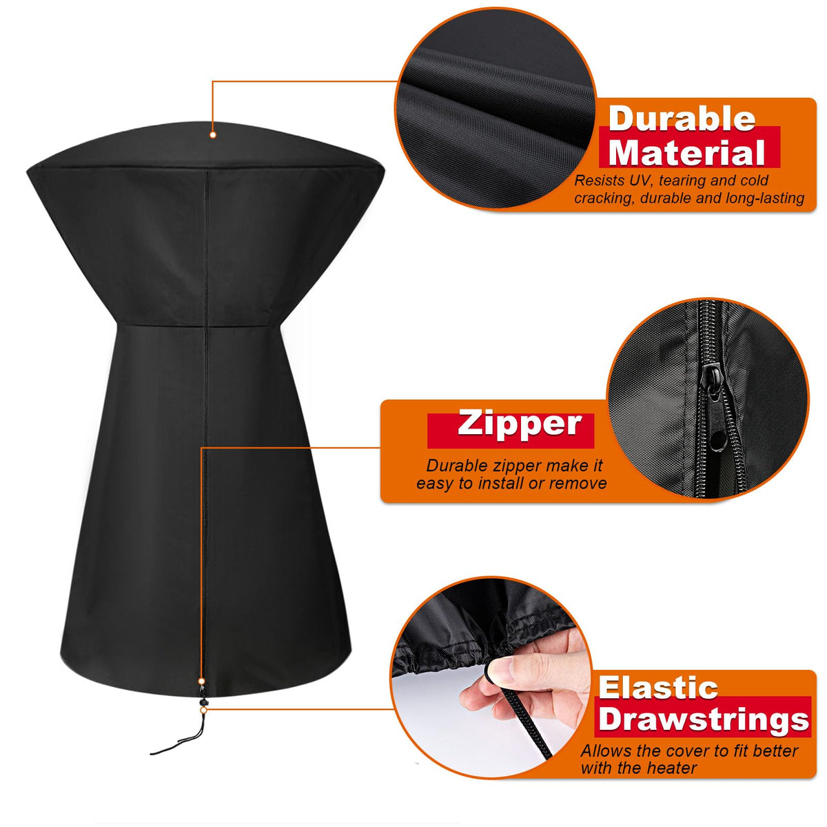 Andacar COH-500 zipper and drawstring ensure snug, easy fit.