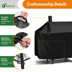 Andacar grill cover beside pool showing durable, weather-ready outdoor protection.