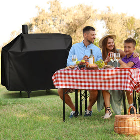Andacar grill cover with drawstrings and buckle demonstrating secure adjustable fit.