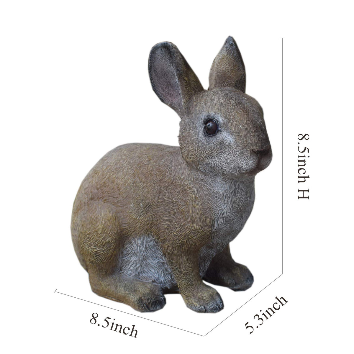 andady Rabbit Resin Garden Statue closeup shows textured fur for lifelike appeal