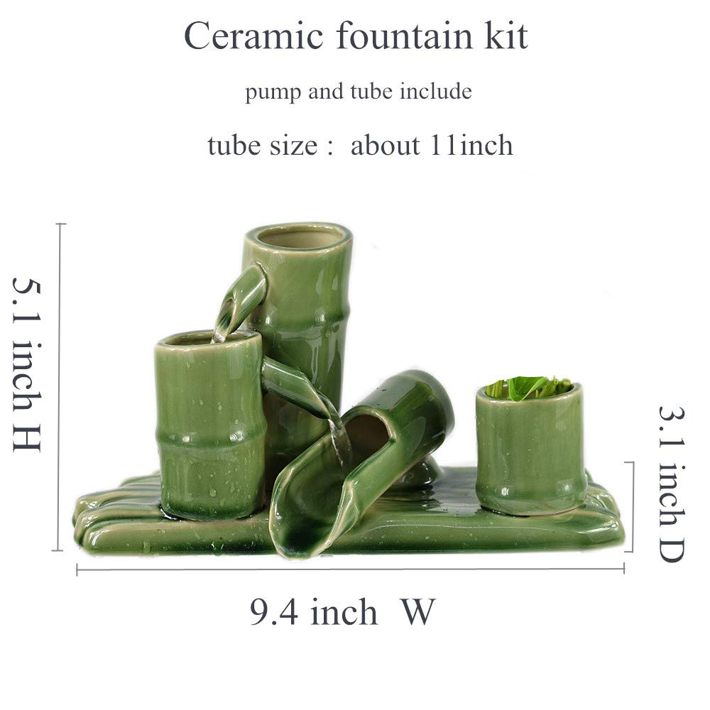 Andady ceramic water feature kit showing pump and tubing for DIY setup.