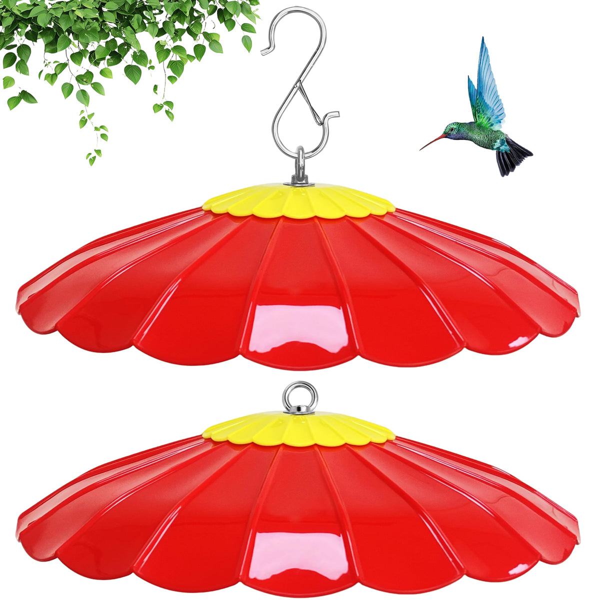 Andergi 13.5-inch guard protects hummingbird feeder from rain and pests.