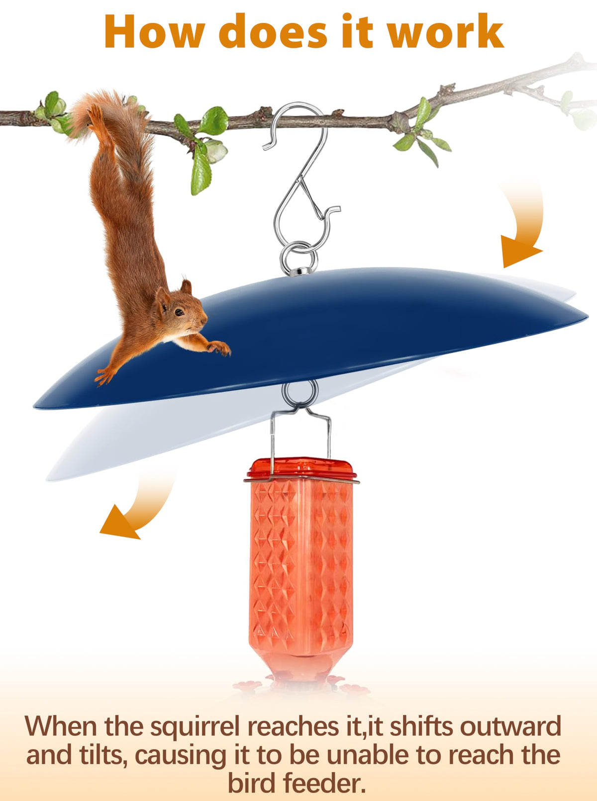 Andergi blue outdoor umbrella protects bird feeders while blending with decor.