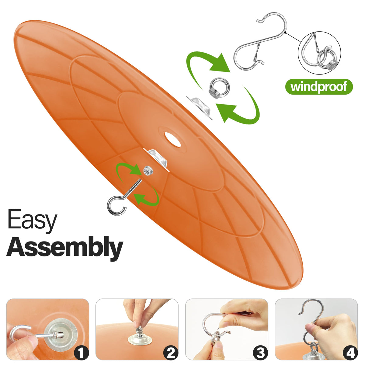 Andergi hanging installation for shepherd's hook, tree branches, or eaves.